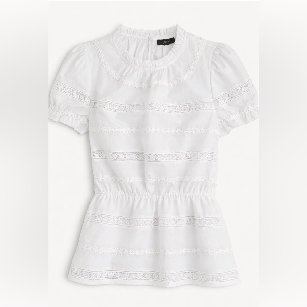 JCrew Blouse with cinched waist and puffy sleeves